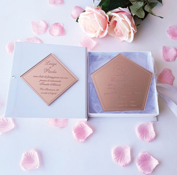 Partecipazioni Plexiglass Specchio Rosa